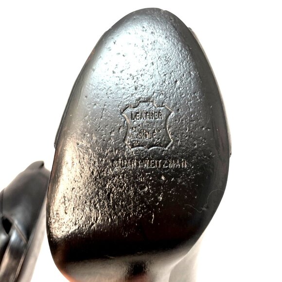 Stuart Weitzman Black Leather Peep Open Toe High Heel Luxury Pumps Size 7.5M - Picture 13 of 13